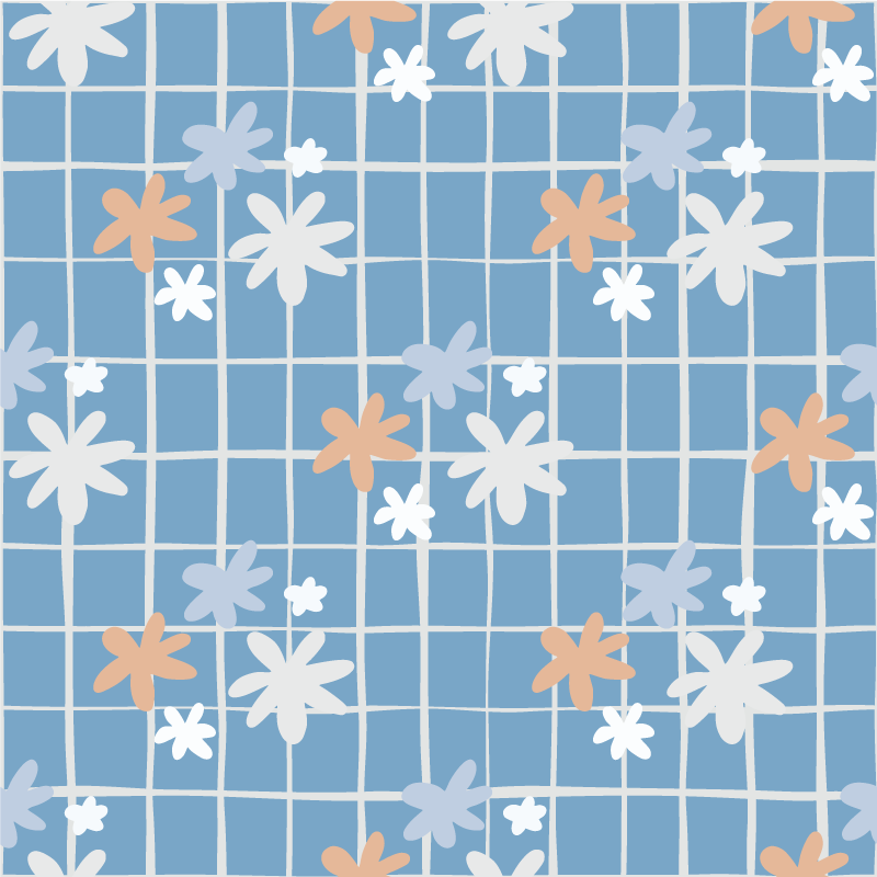 Vinyl teppe blomster og planter blomsterillustrasjon - Tenstickers