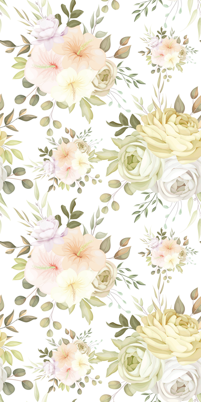 Vinyl teppe blomster og planter vakkert blomstermønster - Tenstickers