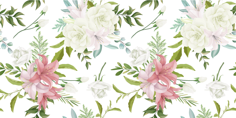 Vinyl teppe blomster og planter minimalistisk hage - Tenstickers