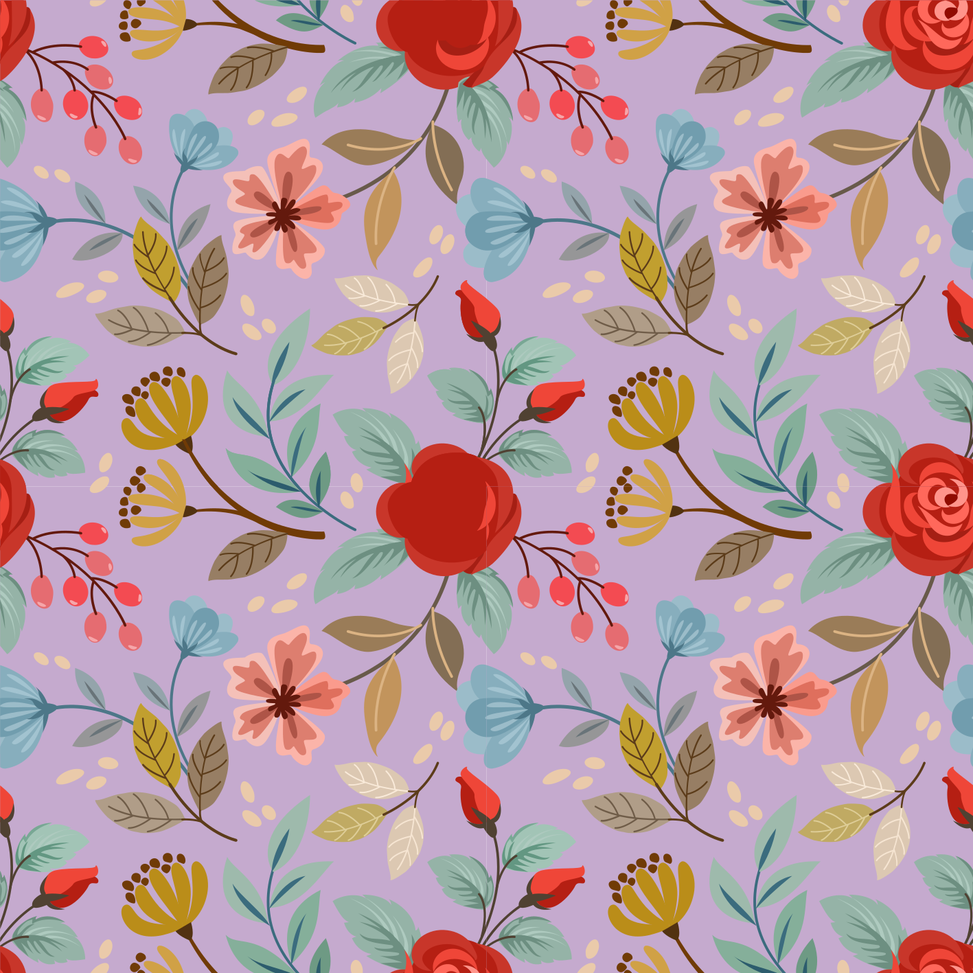 Fargerike blomster vinyl teppe blomster og planter - Tenstickers