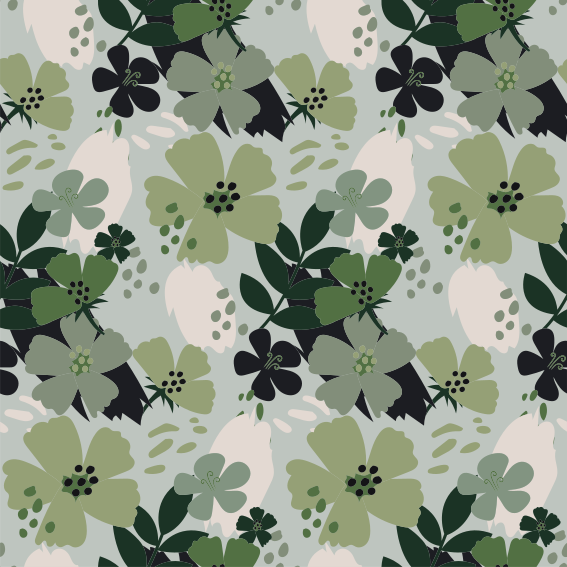 Vinyl teppe blomster og planter grønne toner blader - Tenstickers