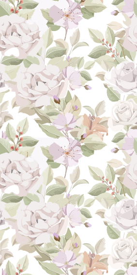 Elegant blomster og planter vinyl teppe - Tenstickers