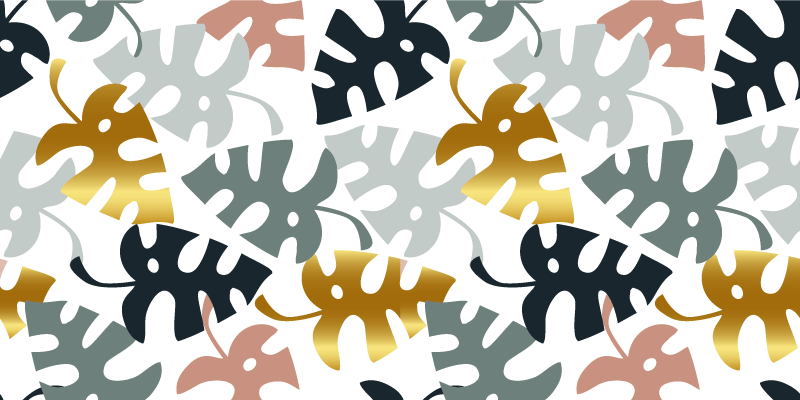 Vinyl teppe blomster og planter gyldne og flerfargede blader - Tenstickers