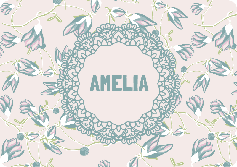 Blader og navn vinyl teppe blomster og planter - Tenstickers