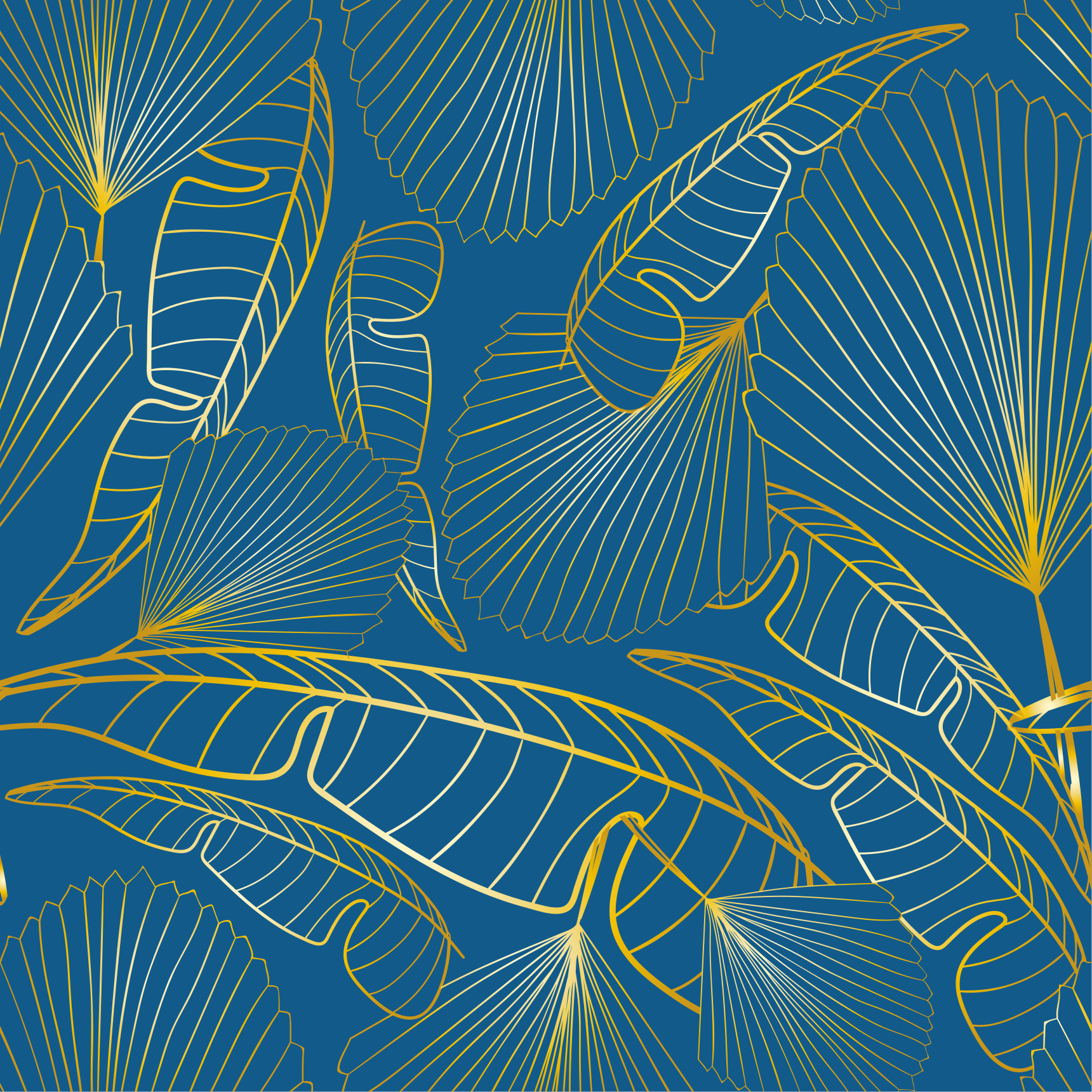 Vinyl teppe blomster og planter gullblader - Tenstickers