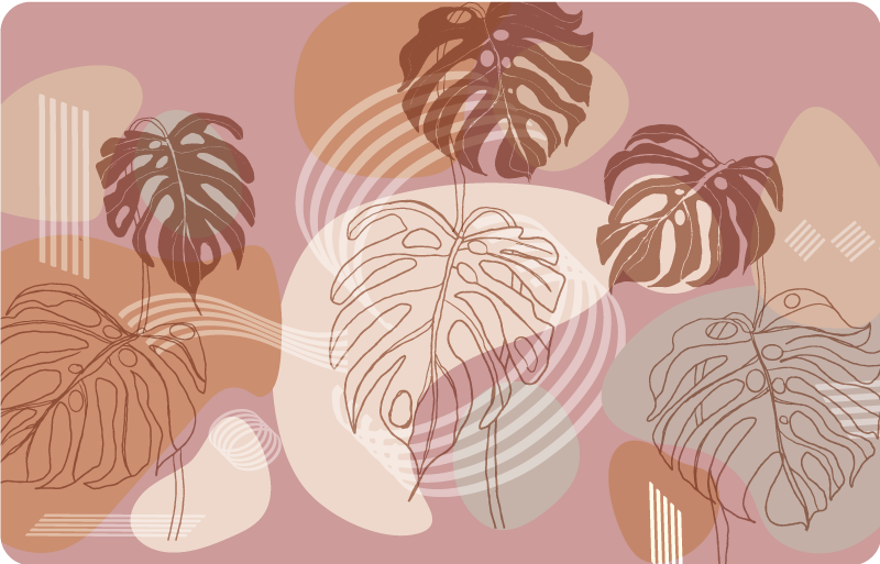 Blad kontinuerlig skisse vinyl teppe blomster og planter - Tenstickers