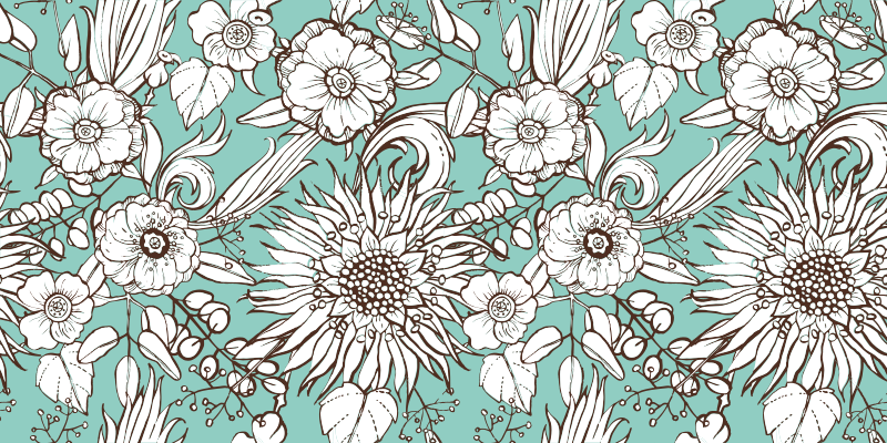 Solblomst mønster vinyl teppe blomster og planter - Tenstickers