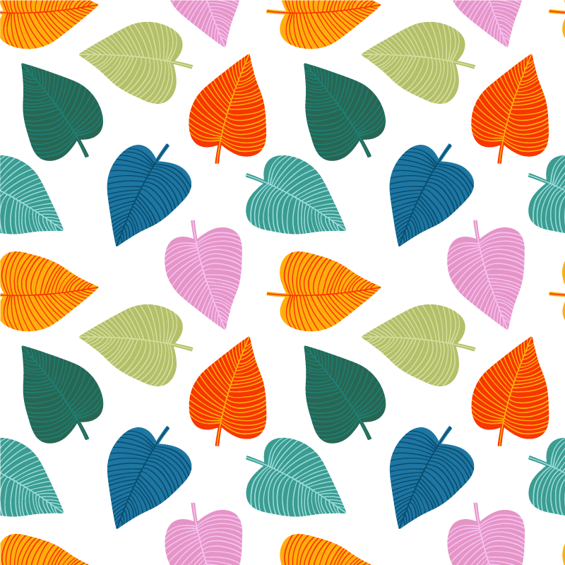 Vinyl teppe blomster og planter originale fargerike blader - Tenstickers