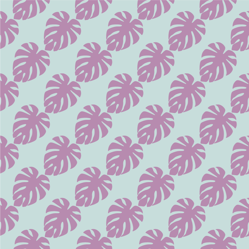 Vinyl teppe blomster og planter blå og rosa blader - Tenstickers