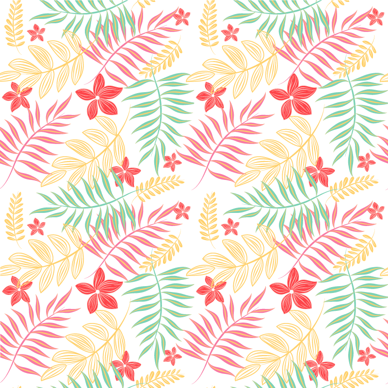 Vinyl teppe blomster og planter neonblader design - Tenstickers