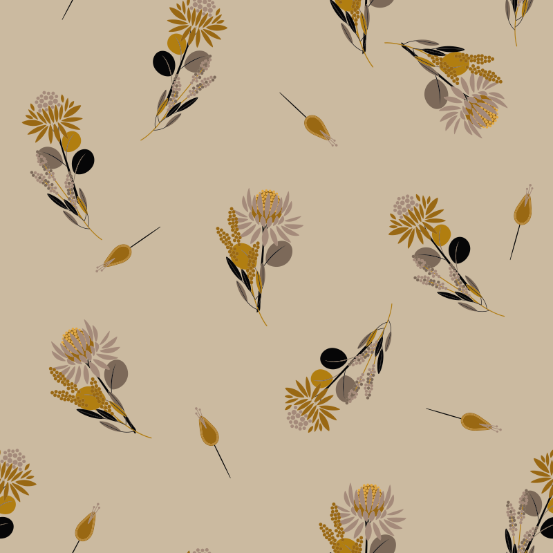 Vinyl teppe spiserom med vintage blomster - Tenstickers