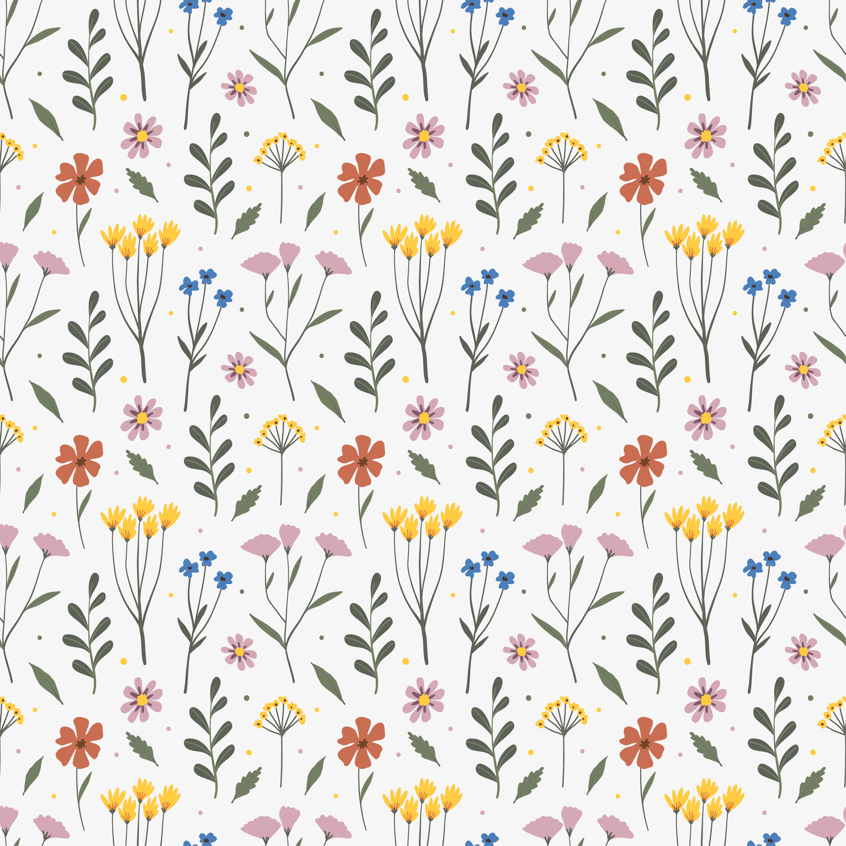 Vinyl teppe blomster og planter hagefarger mønster - Tenstickers