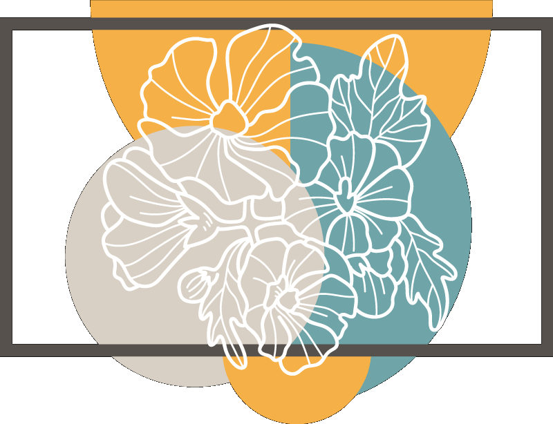 Søtt minimalistisk rektangel vinyl teppe blomster og planter - Tenstickers