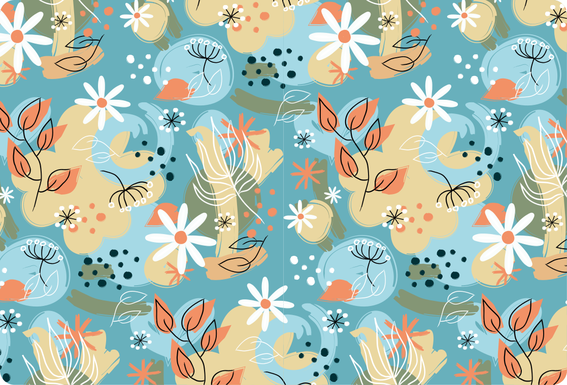 Abstrakt flatt bakgrunn vinyl teppe blomster og planter - Tenstickers