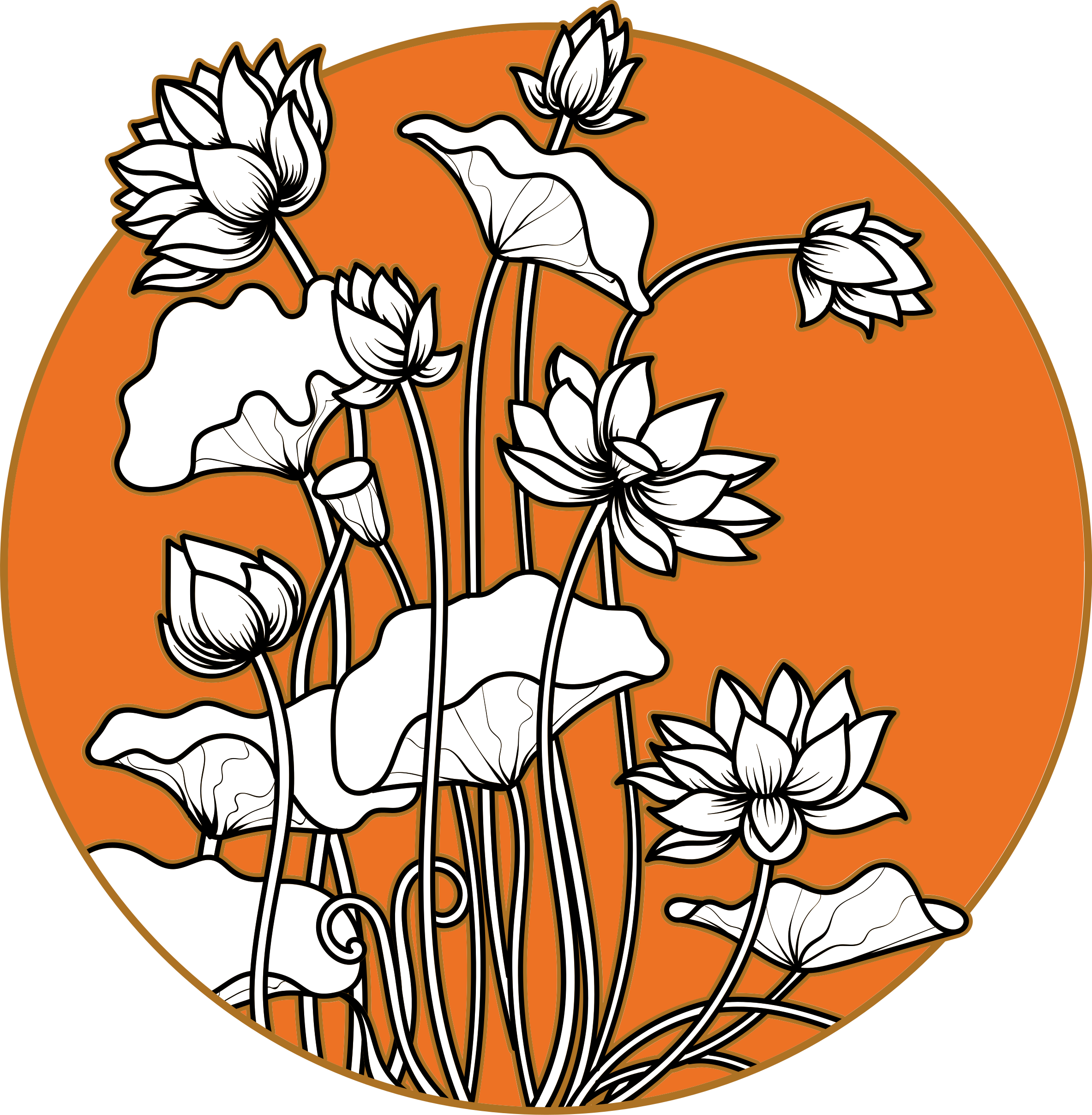 Vinyl teppe blomster og planter lotusillustrasjon - Tenstickers