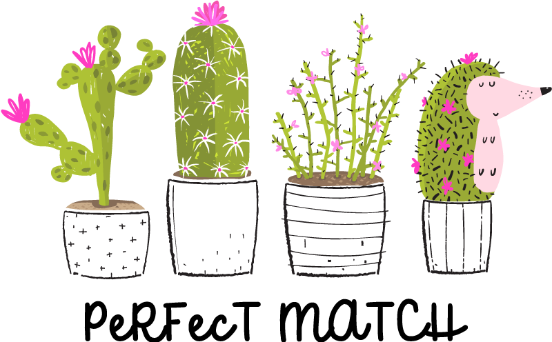 Perfekte matchende kaktuser vinyl teppe blomster og planter - Tenstickers