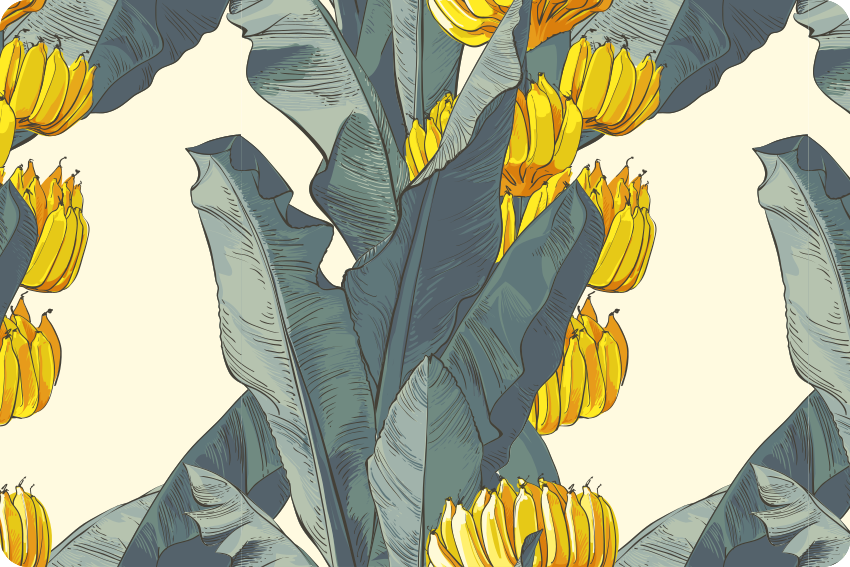 Vinyl teppe blomster og planter banan tre mønster - Tenstickers
