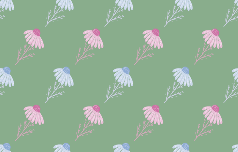 Vinyl teppe blomster og planter kamilleblomst mønster - Tenstickers