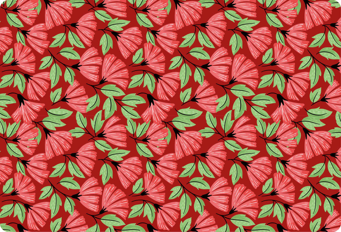 Vintage rødt mønster vinyl teppe blomster og planter - Tenstickers