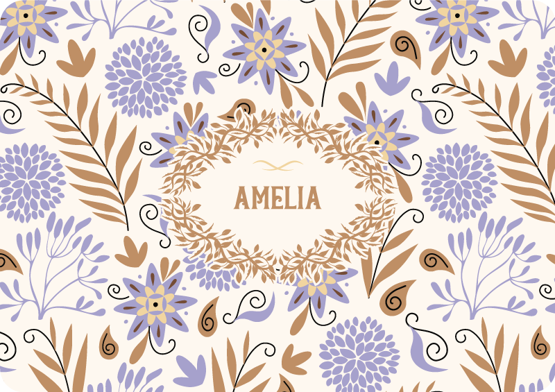 Vinyl teppe blomster og planter håndmalte vintage blomster - Tenstickers