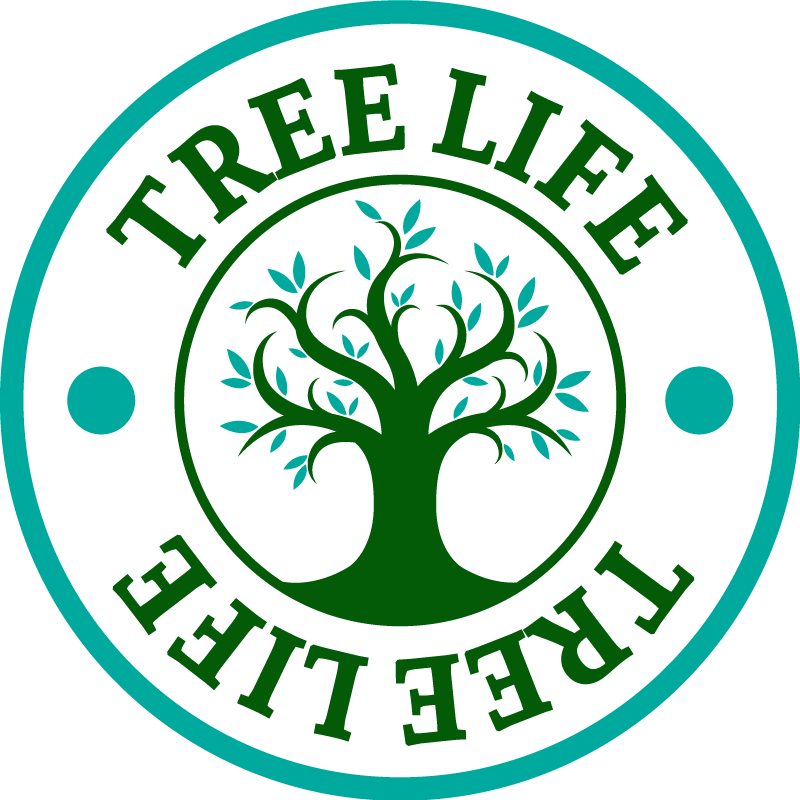 Vinyl teppe blomster og planter livets tre grønt logo - Tenstickers