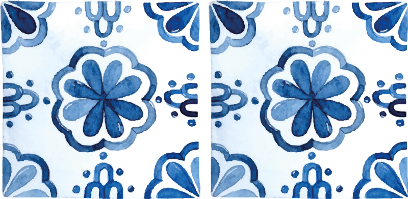 Vinyl teppe spiserom med blomstrete sementfliser - Tenstickers