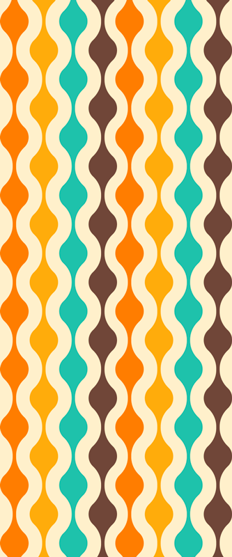 Geometrisk retro mid century 70-talls vinyl teppe kjøkken - Tenstickers