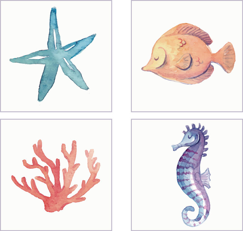 Marine dyr bad vinyl teppe - Tenstickers