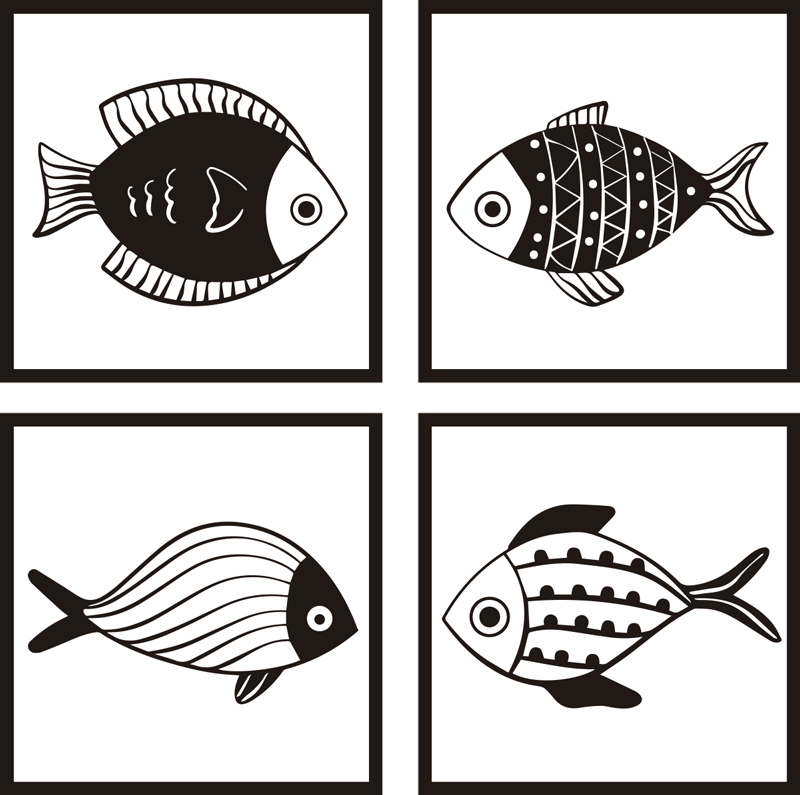 Bad vinyl teppe med vakkert fiskemønster - Tenstickers