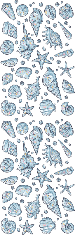 Bad vinyl teppe seashell sketches dusj - Tenstickers