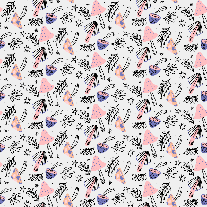 Klassiske sopp og blomster vinyl teppe blomster og planter - Tenstickers