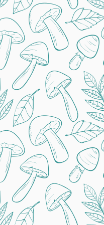 Vinyl teppe blomster og planter hvite og lyseblå sopper - Tenstickers