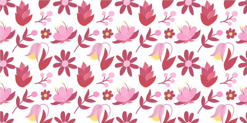 Vinyl teppe blomster og planter i polsk folkekunst - Tenstickers