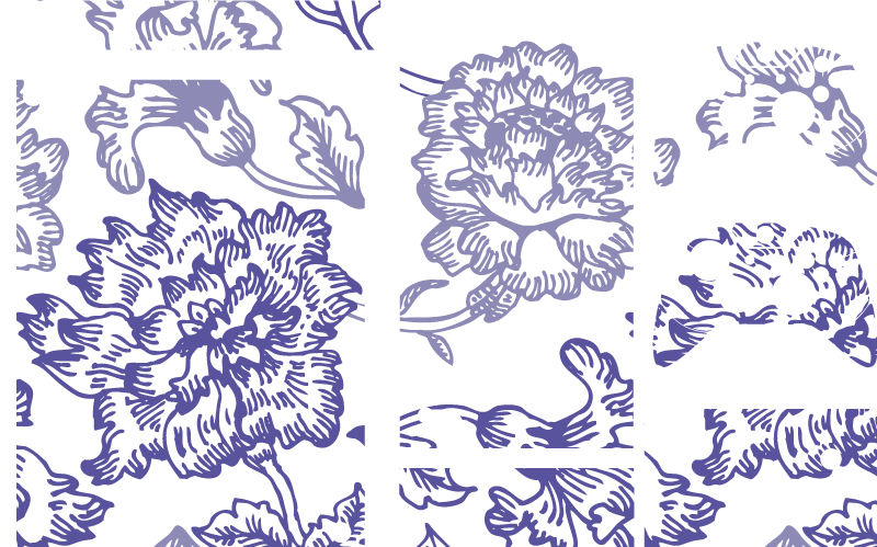 Mykt lilla blomsterdesign vinyl teppe blomster og planter - Tenstickers