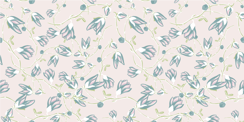 Blader og blomster mønster vinyl teppe blomster og planter - Tenstickers