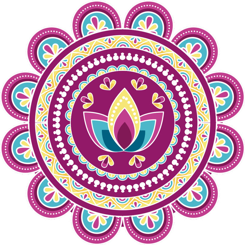 Fargerik lotus mandala vinyl teppe blomster og planter - Tenstickers