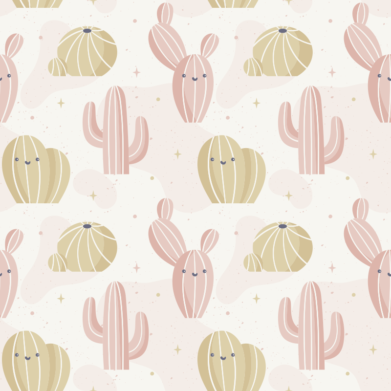 Søtt kaktusmønster vinyl teppe blomster og planter - Tenstickers
