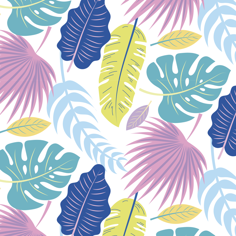 Fargerike bladmønstre vinyl teppe blomster og planter - Tenstickers