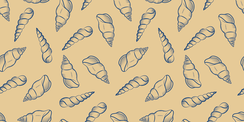 Shellmotivkomposisjon vinyl teppe blomster og planter - Tenstickers