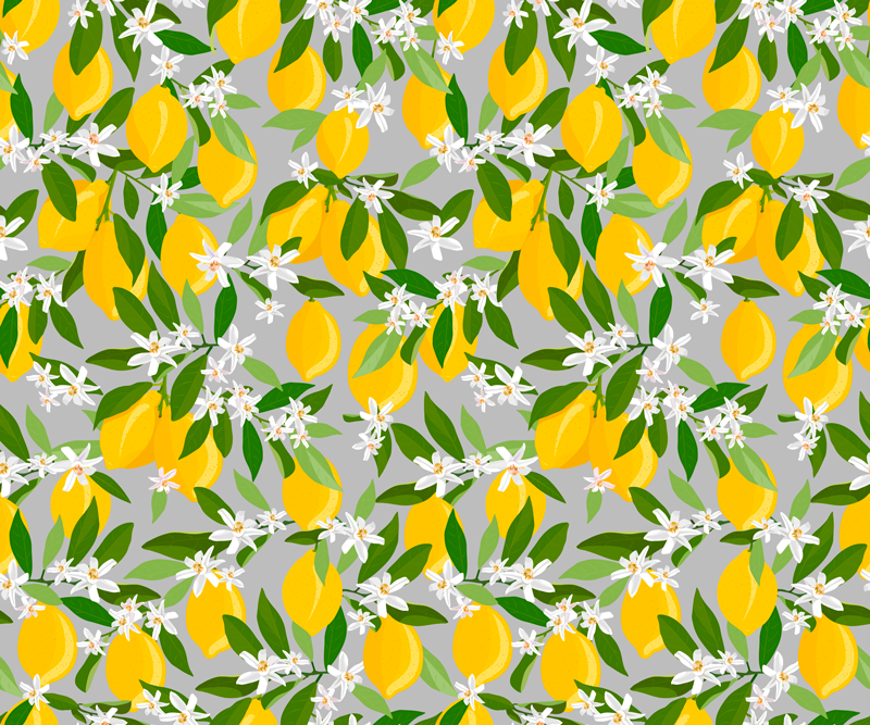 Vinyl teppe blomster og planter sitronblomst mønster - Tenstickers