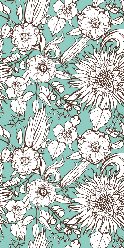 Blomster og planter vinyl teppe blomstermønster - Tenstickers