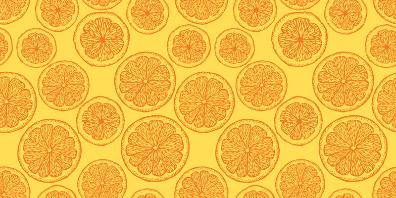 Citrus skive motiv vinyl teppe blomster og planter - Tenstickers
