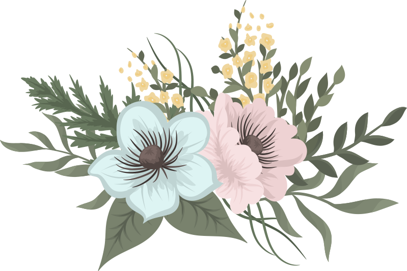 Vinyl teppe blomster og planter botanisk ensemble - Tenstickers