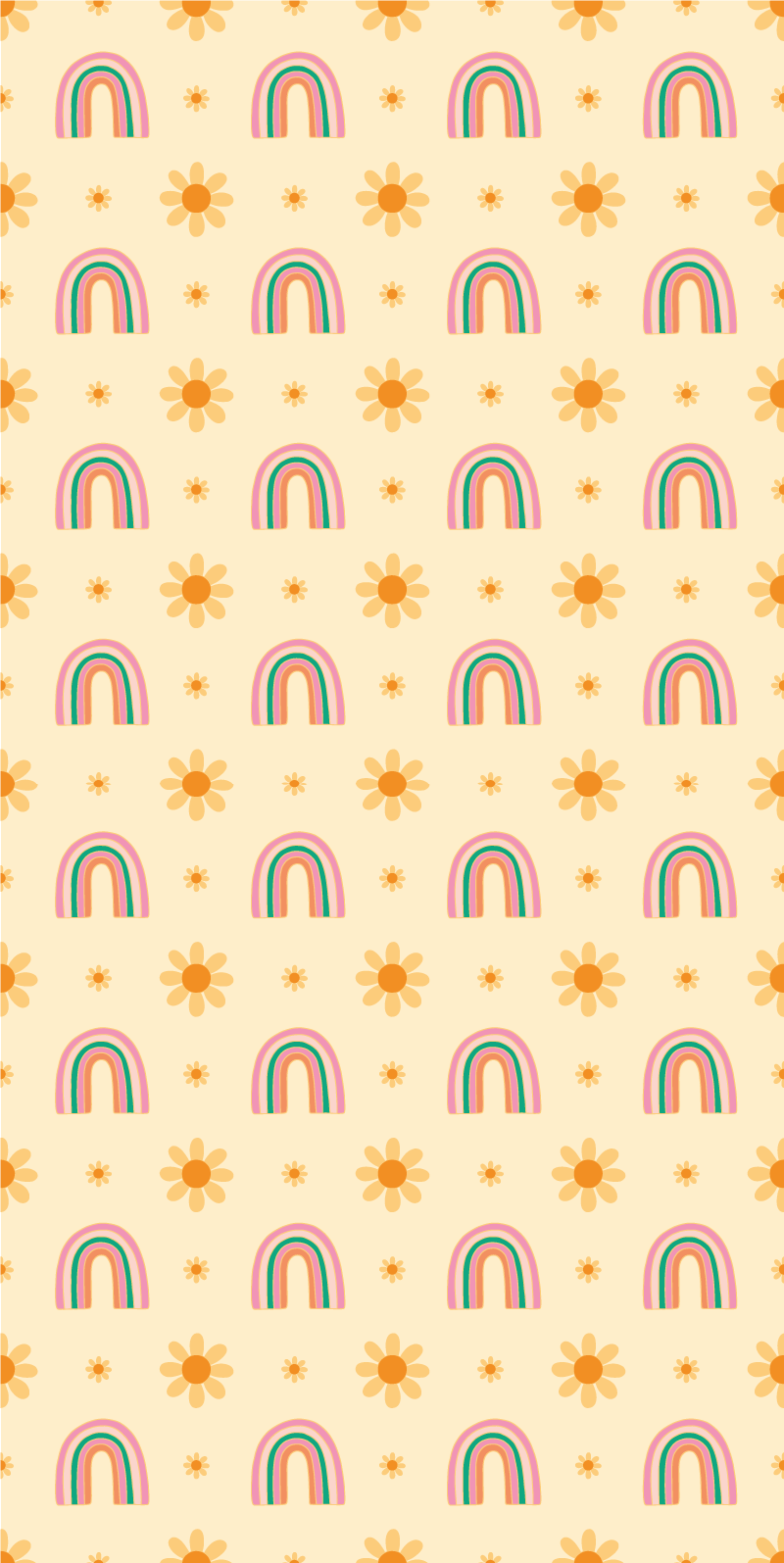 Blomster og regnbuer vinyl teppe soverom - Tenstickers
