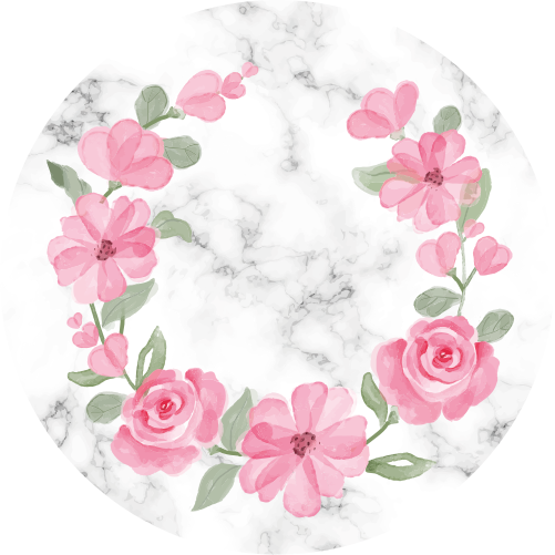 Vinyl teppe soverom blomsterkrans med marmor - Tenstickers