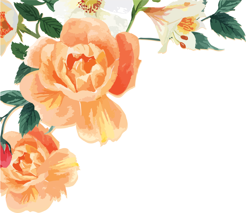 Peach rose arrangement vinyl teppe soverom - Tenstickers