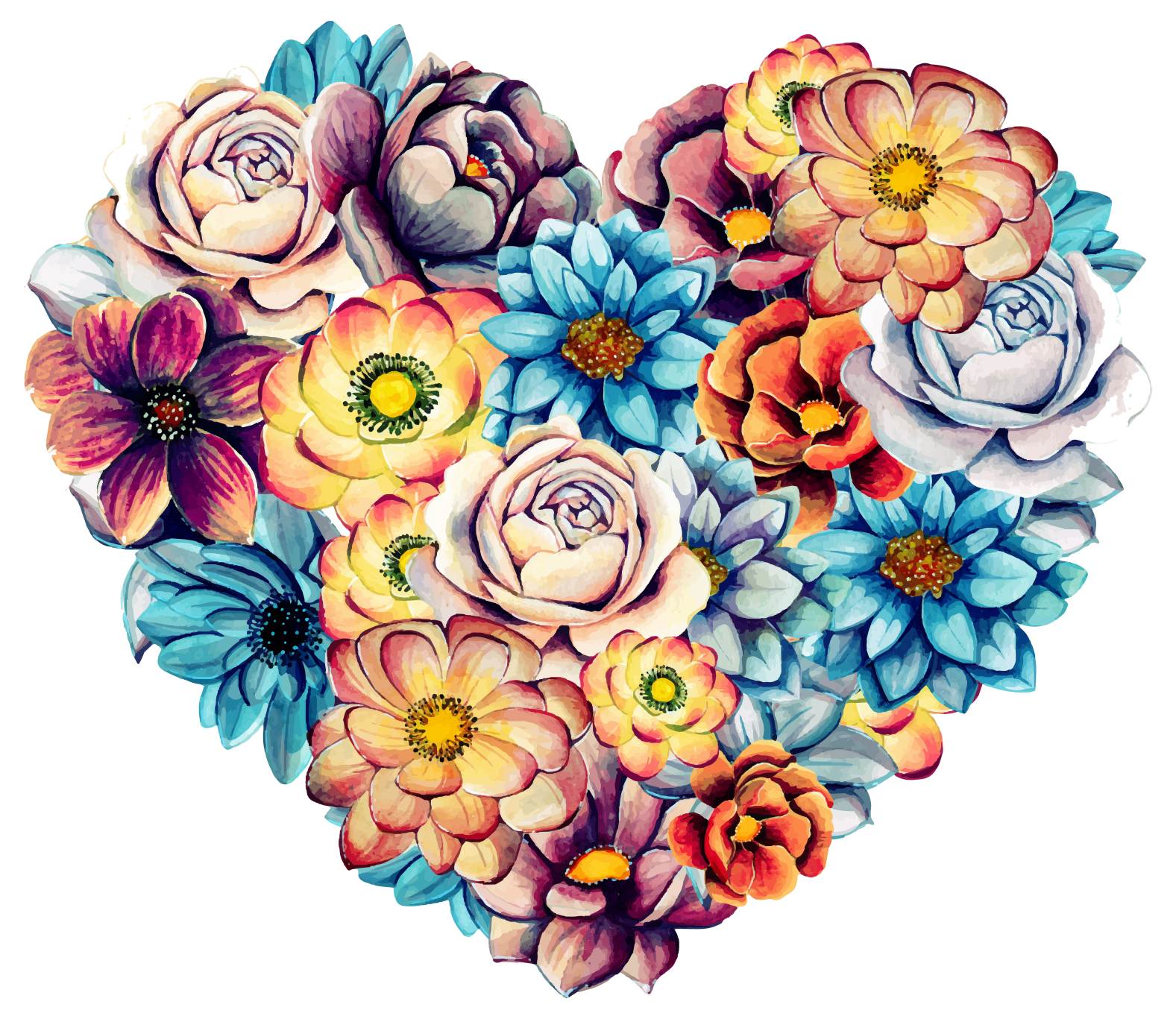 Hjerte blomsteroppsats vinyl teppe soverom - Tenstickers