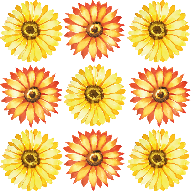 Vibrant blomsterkomposisjon vinyl teppe soverom - Tenstickers