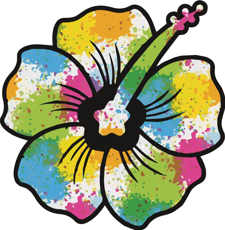 Fargerik hibiscusblomst vinyl teppe soverom - Tenstickers