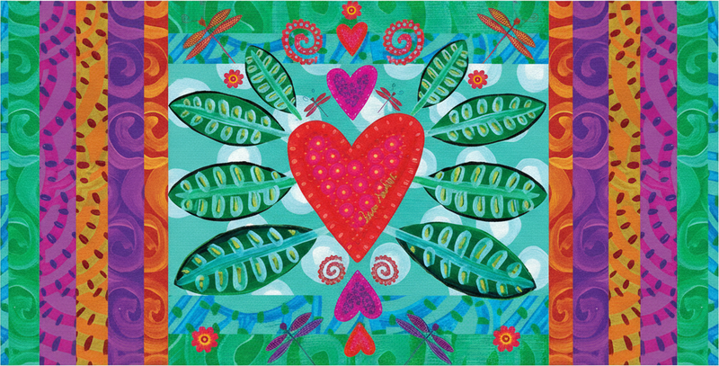 Vinyl teppe stue fargerikt rødt hjerte - Tenstickers